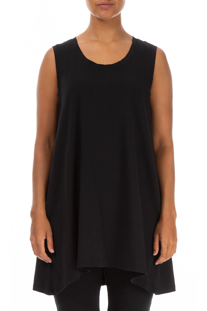 Sleeveless Black Cotton Tunic 1
