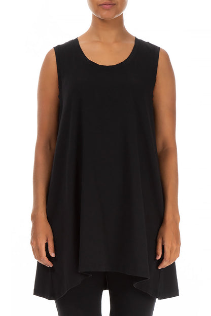 Sleeveless Black Cotton Tunic 1