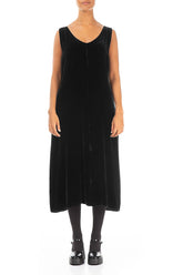 Sleeveless Black Silk Velvet Dress 1