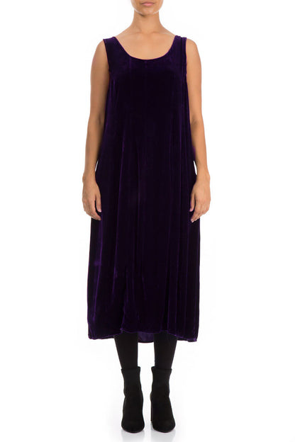 Sleeveless Royal Purple Silk Velvet Dress 1