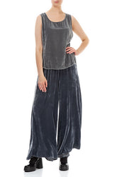 Sleeveless Silver Silk Velvet Blouse 4