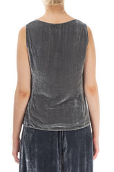 Sleeveless Silver Silk Velvet Blouse 2