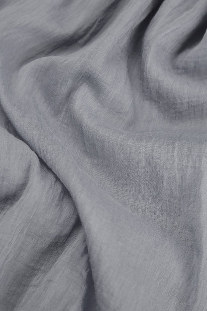 Sleeveless Storm Grey Silk Cotton Shift Dress 5