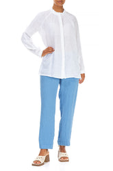 Slim Fit Cornflower Linen Trousers 4