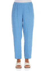 Slim Fit Cornflower Linen Trousers 1
