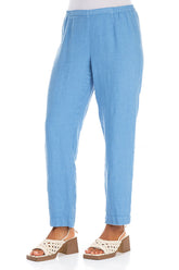 Slim Fit Cornflower Linen Trousers 3