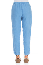 Slim Fit Cornflower Linen Trousers 2
