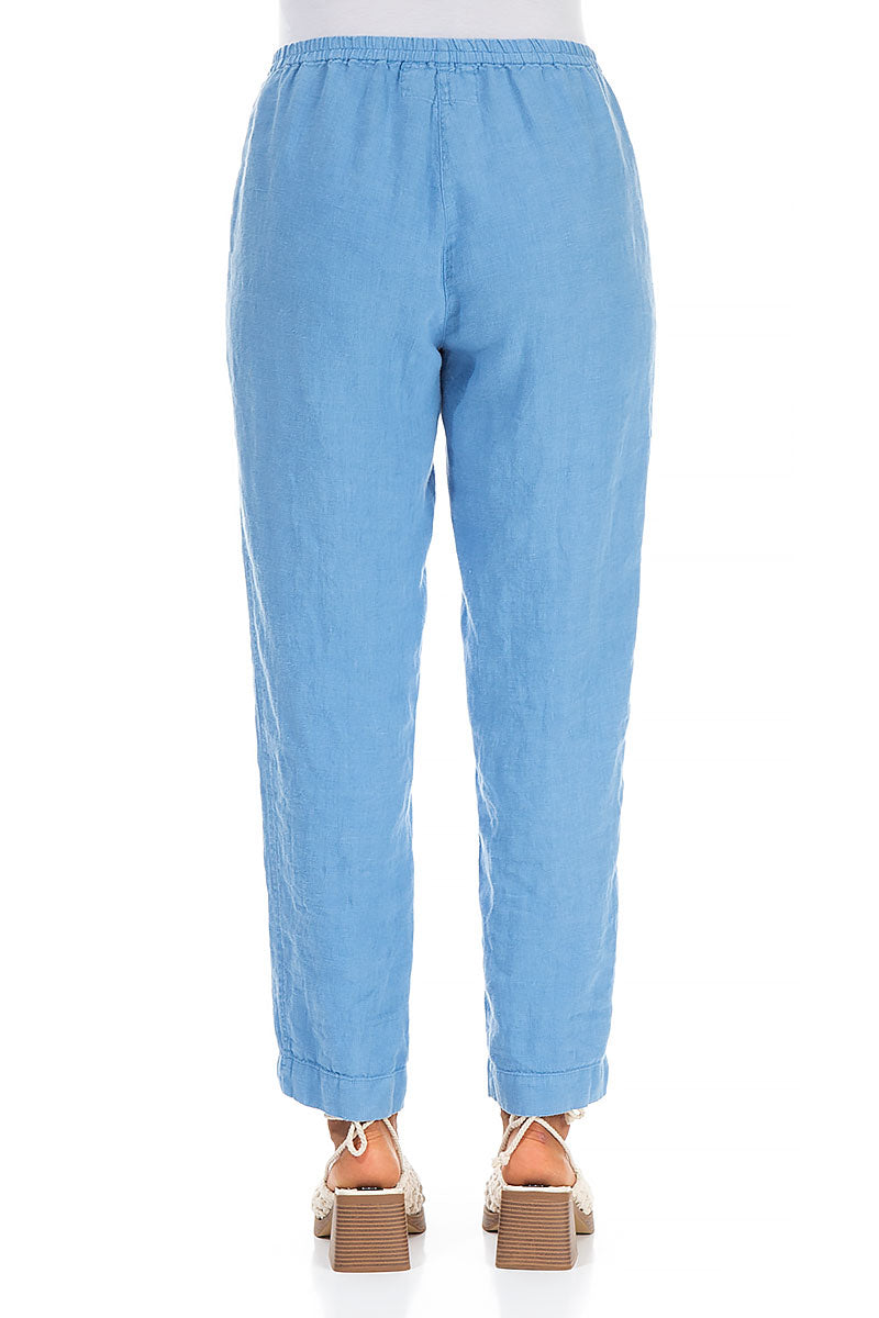 Slim Fit Cornflower Linen Trousers 2