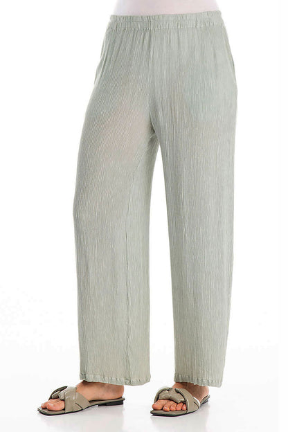 Straight Pistachio Silk Viscose Trousers 3