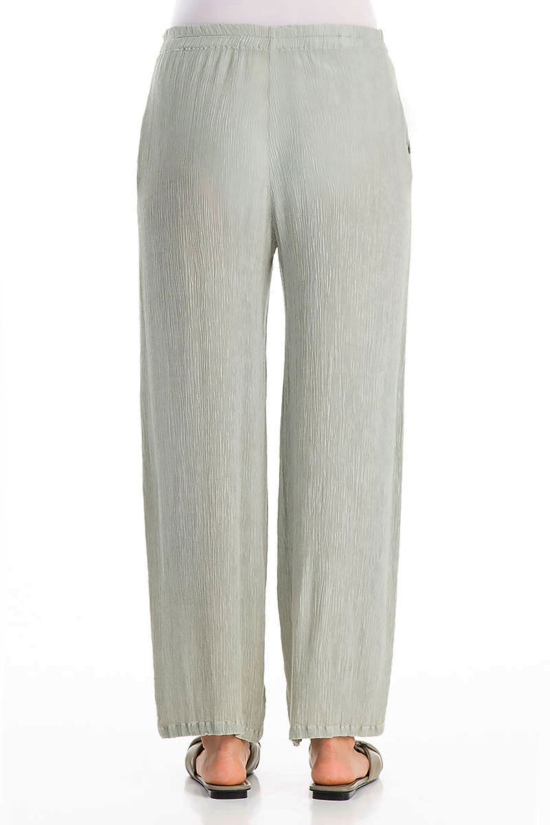 Straight Pistachio Silk Viscose Trousers 2
