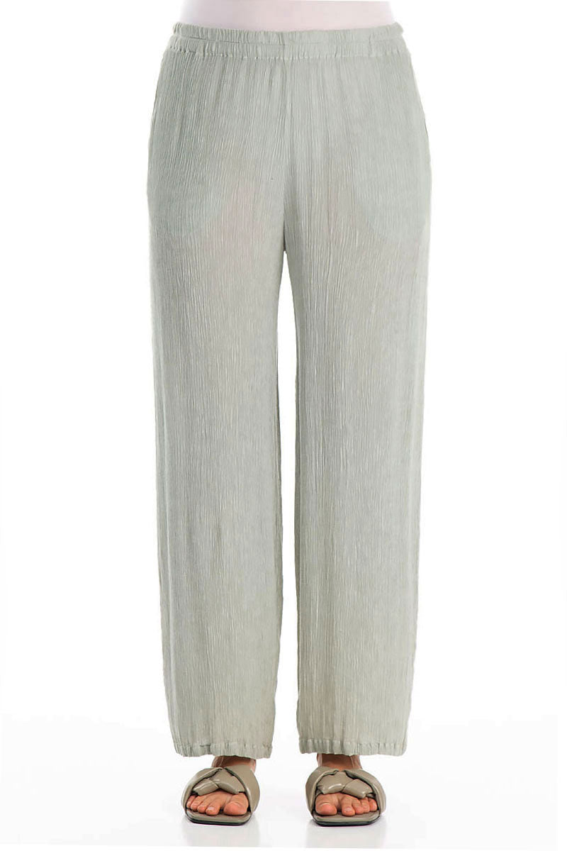 Straight Pistachio Silk Viscose Trousers 1