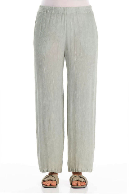 Straight Pistachio Silk Viscose Trousers 1