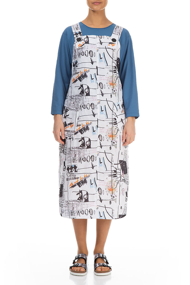 Street Art Linen Dungaree Dress 1