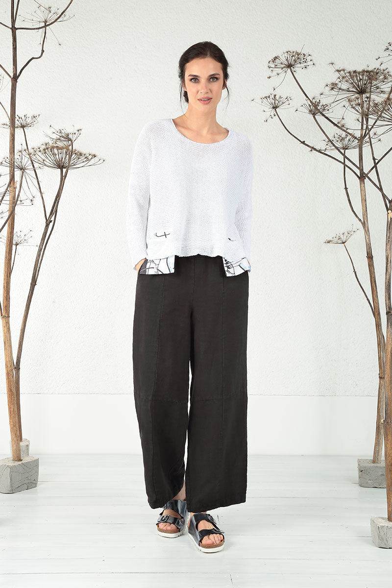 Street Art Pockets White Linen Jumper 6