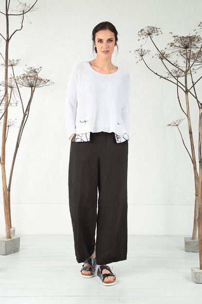 Street Art Pockets White Linen Jumper 6