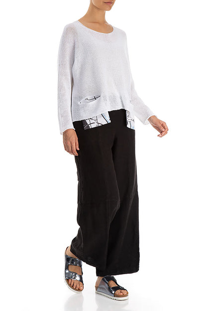 Street Art Pockets White Linen Jumper 4