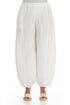 Taper Off White Crinkled Silk Linen Trousers 1