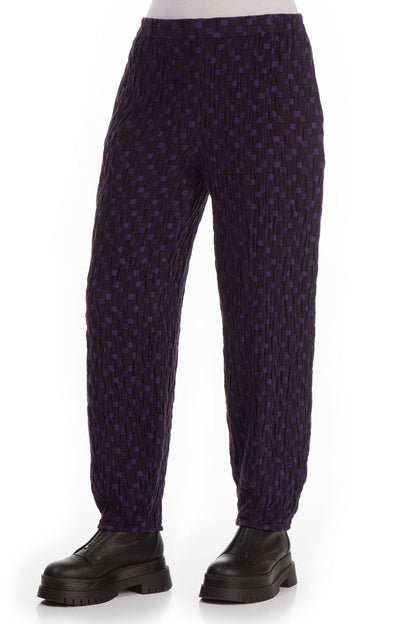 Tapered Purple Textured Linen Trousers 3