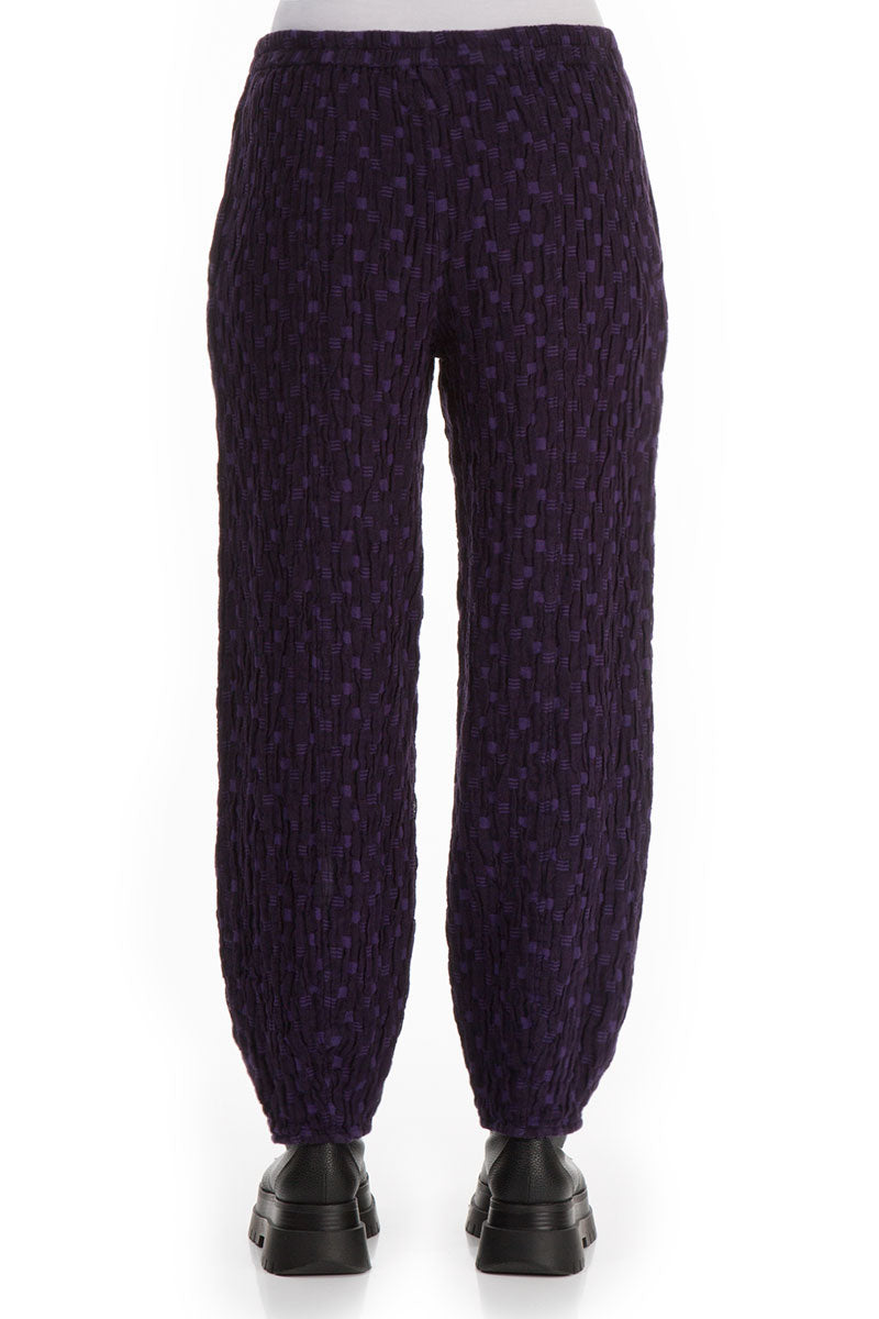 Tapered Purple Textured Linen Trousers 2