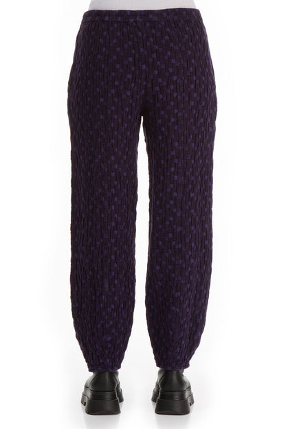 Tapered Purple Textured Linen Trousers 2
