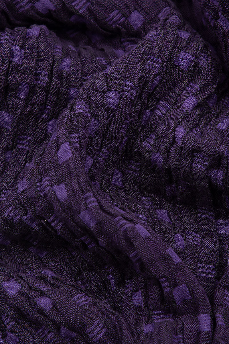 Tapered Purple Textured Linen Trousers 5