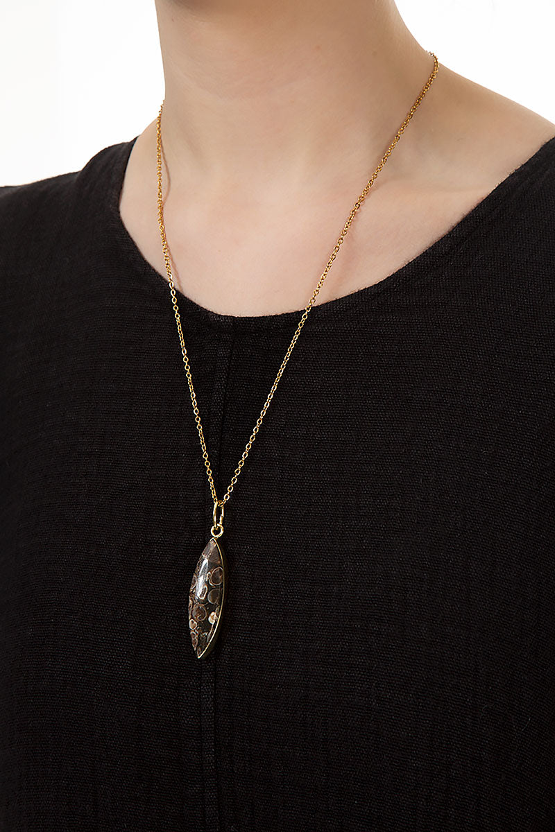 Turritella Fossil Pendant Necklace 3
