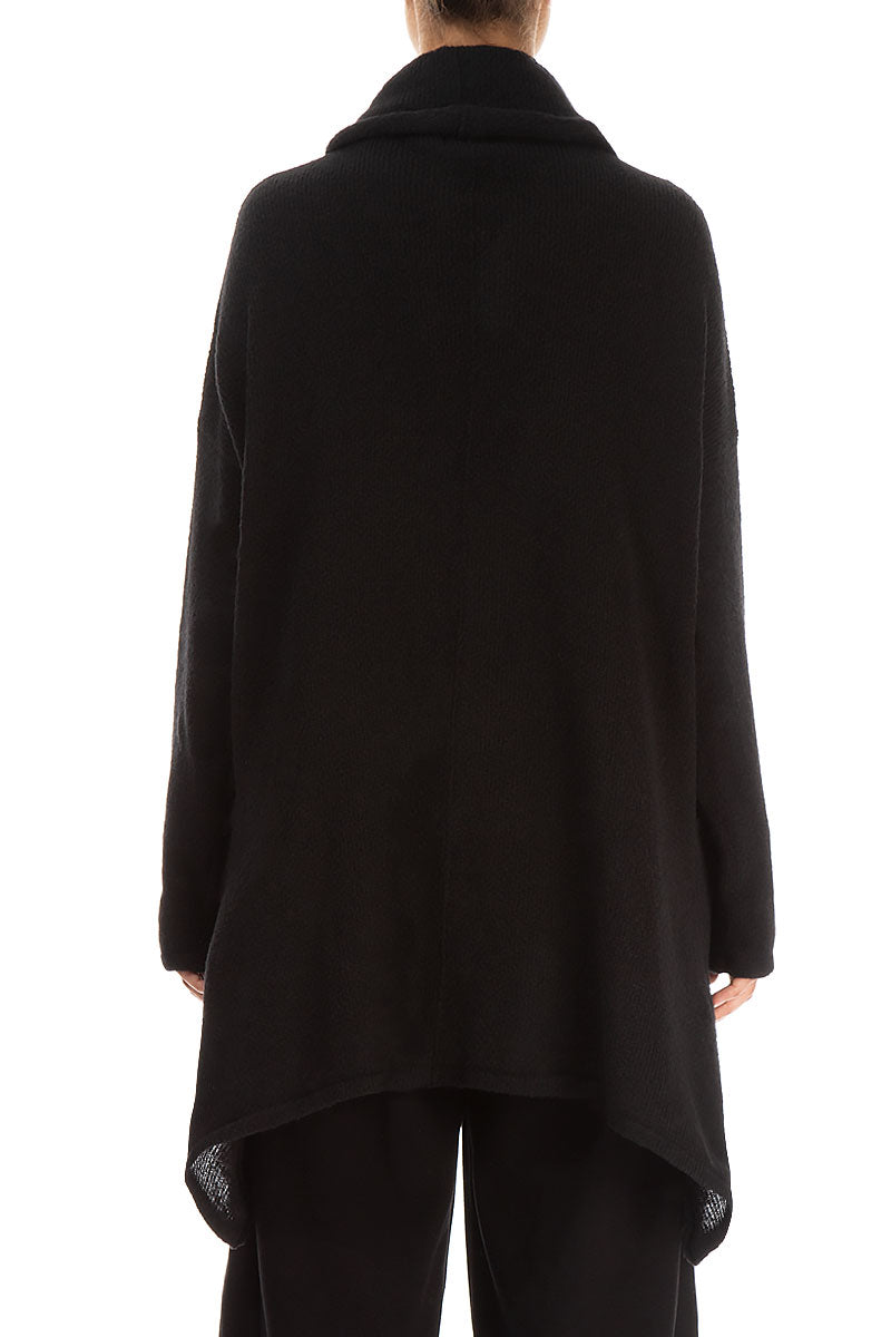 Longer Back Turtleneck Black Wool Sweater 2