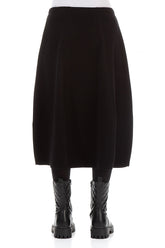 Two Pockets Black Cotton Midi Skirt 2