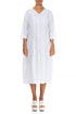 V-Neck Balloon White Linen Dress 1