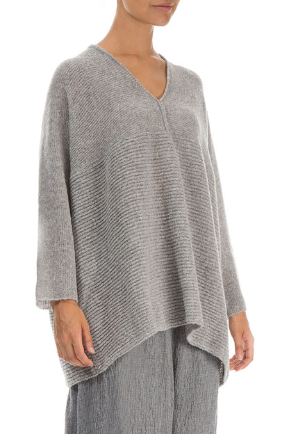 V-Neck Light Grey Wool Sweater 3