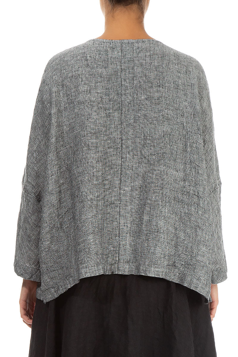 Grey Mélange Linen Jacket Blouse 2