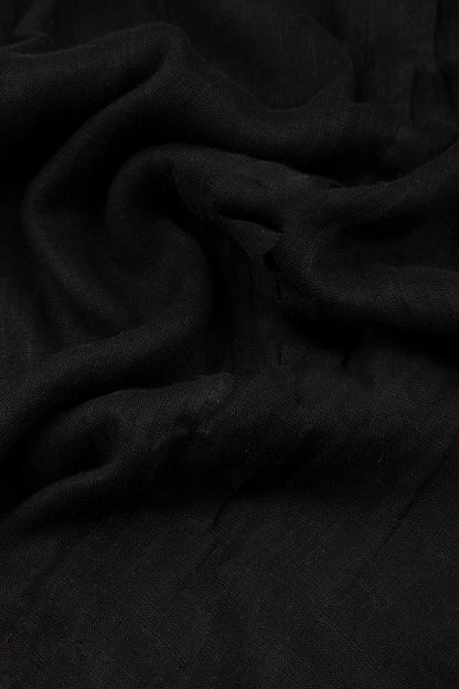 Wide Cropped Black Linen Trousers 4