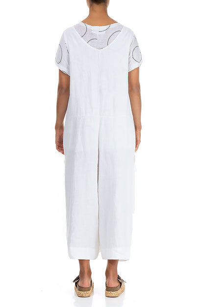 Wide Loose White Linen Jumpsuit 2