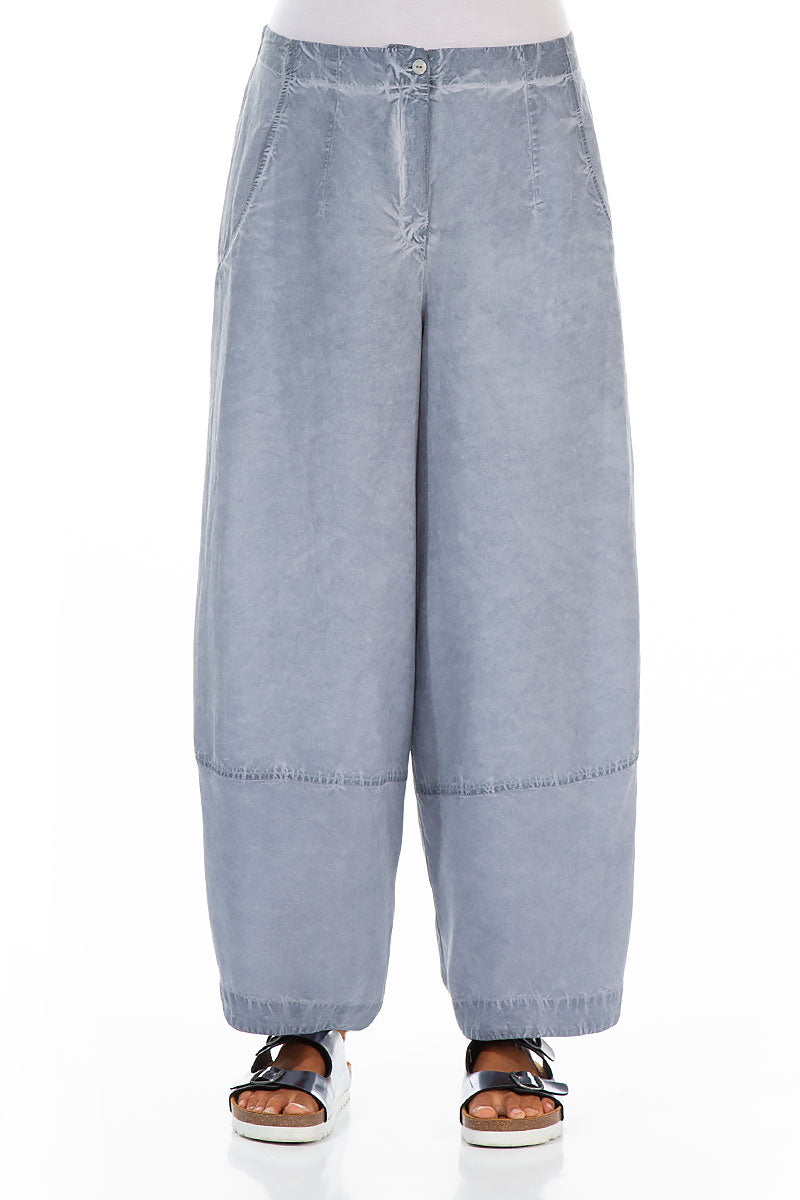 Wide Washed Effect Denim Silk Linen Trousers 1