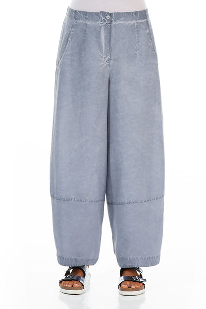 Wide Washed Effect Denim Silk Linen Trousers 1