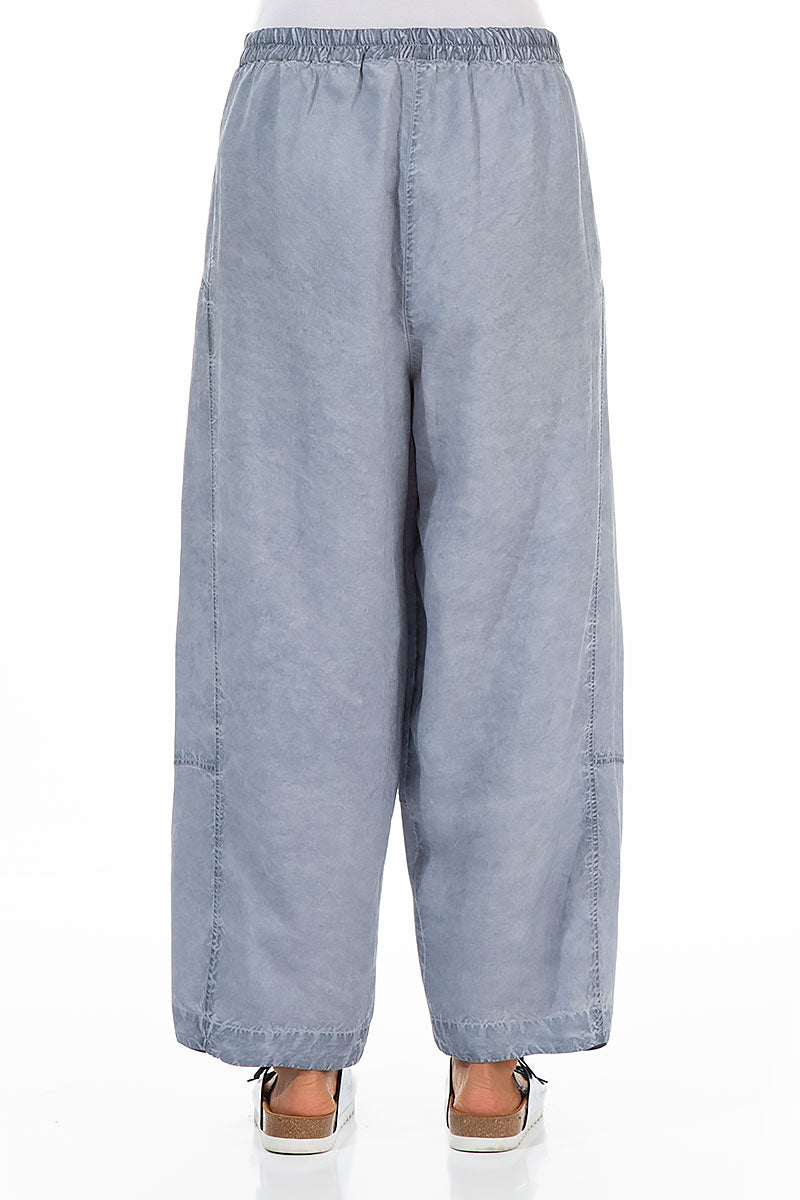 Wide Washed Effect Denim Silk Linen Trousers 2