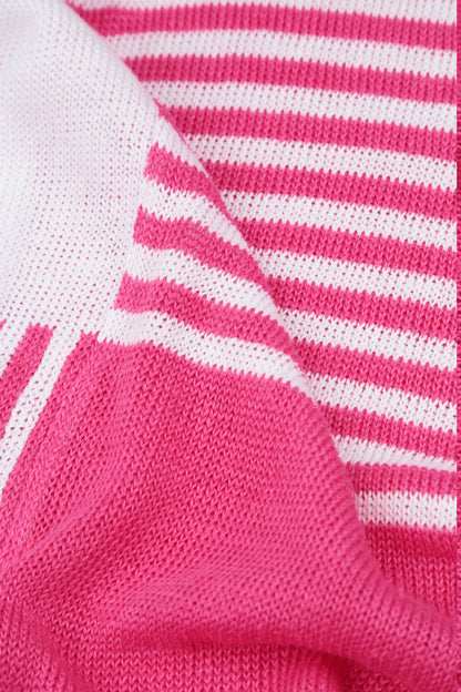 Loose Stripy White Pink Linen Jumper 6